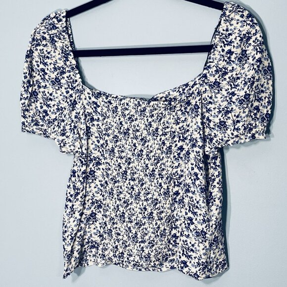 Milkmaid Coquettee Crop Top Medium Smocked Cottage Peasant Puff Sleeve Soft Girl - Picture 3 of 11